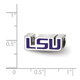 Sterling Silver Rhodium-plated LogoArt Louisiana State University L-S-U Enameled Bead