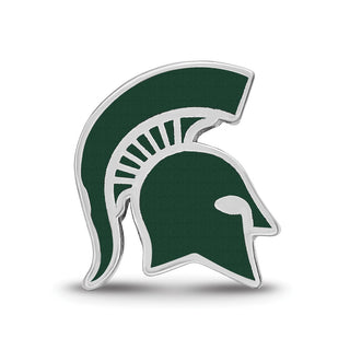 Sterling Silver Rhodium-plated LogoArt Michigan State University Spartan Enameled Logo Bead