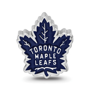 Sterling Silver Rhodium-plated NHL LogoArt Toronto Maple Leafs Enameled Bead