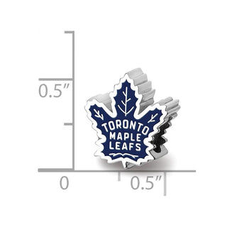 Sterling Silver Rhodium-plated NHL LogoArt Toronto Maple Leafs Enameled Bead