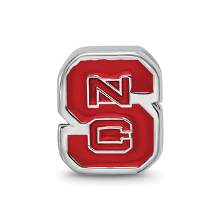 Sterling Silver Rhodium-plated LogoArt North Carolina State University N-C-S Enameled Logo Bead