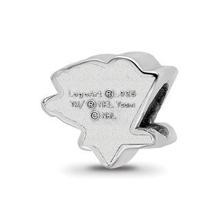 Sterling Silver Rhodium-plated NHL LogoArt Pittsburgh Penguins Logo Enameled Bead