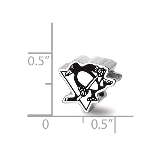 Sterling Silver Rhodium-plated NHL LogoArt Pittsburgh Penguins Logo Enameled Bead