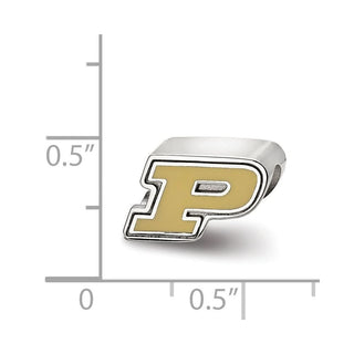 Sterling Silver Rhodium-plated LogoArt Purdue University Letter P Enameled Logo Bead