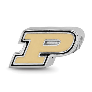 Sterling Silver Rhodium-plated LogoArt Purdue University Letter P Enameled Logo Bead