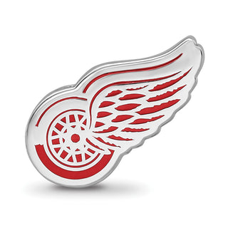 Sterling Silver Rhodium-plated NHL LogoArt Detroit Red Wings Enameled Bead