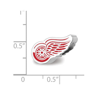 Sterling Silver Rhodium-plated NHL LogoArt Detroit Red Wings Enameled Bead