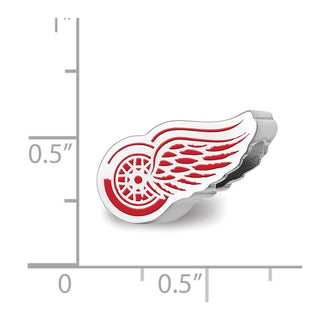 Sterling Silver Rhodium-plated NHL LogoArt Detroit Red Wings Enameled Bead