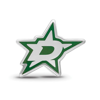 Sterling Silver Rhodium-plated NHL LogoArt Dallas Stars Enameled Bead