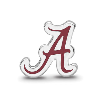 Sterling Silver Rhodium-plated LogoArt University of Alabama Letter A Enameled Bead