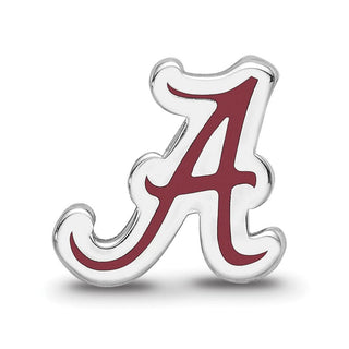 Sterling Silver Rhodium-plated LogoArt University of Alabama Letter A Enameled Bead