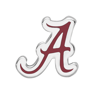 Sterling Silver Rhodium-plated LogoArt University of Alabama Letter A Enameled Bead