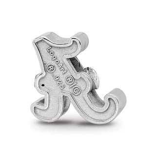 Sterling Silver Rhodium-plated LogoArt University of Alabama Letter A Enameled Bead