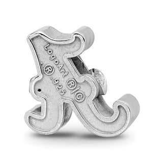 Sterling Silver Rhodium-plated LogoArt University of Alabama Letter A Enameled Bead