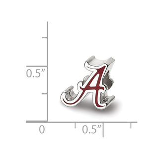 Sterling Silver Rhodium-plated LogoArt University of Alabama Letter A Enameled Bead