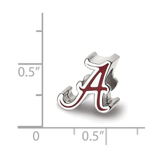 Sterling Silver Rhodium-plated LogoArt University of Alabama Letter A Enameled Bead