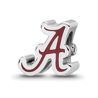 Sterling Silver Rhodium-plated LogoArt University of Alabama Letter A Enameled Bead