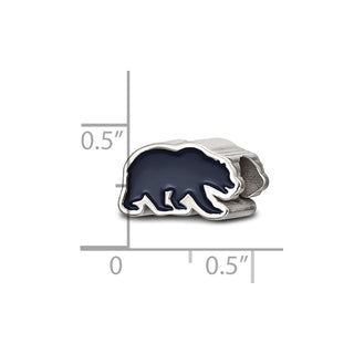 Sterling Silver Rhodium-plated LogoArt University of California Berkeley Bear Enameled Bead