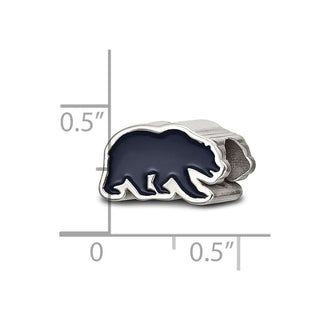 Sterling Silver Rhodium-plated LogoArt University of California Berkeley Bear Enameled Bead