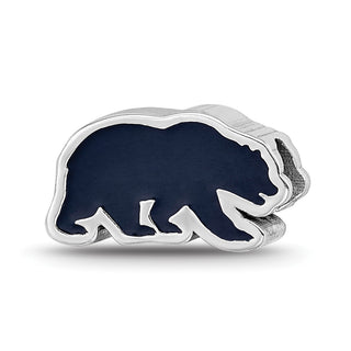 Sterling Silver Rhodium-plated LogoArt University of California Berkeley Bear Enameled Bead