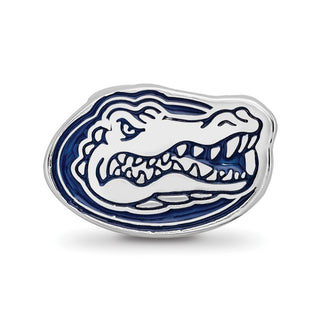 Sterling Silver Rhodium-plated LogoArt University of Florida Gator Enameled Logo Bead