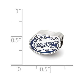 Sterling Silver Rhodium-plated LogoArt University of Florida Gator Enameled Logo Bead