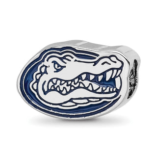 Sterling Silver Rhodium-plated LogoArt University of Florida Gator Enameled Logo Bead