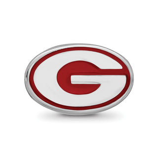 Sterling Silver Rhodium-plated LogoArt University of Georgia Letter G Enameled Logo Bead