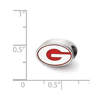 Sterling Silver Rhodium-plated LogoArt University of Georgia Letter G Enameled Logo Bead