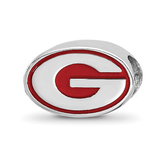 Sterling Silver Rhodium-plated LogoArt University of Georgia Letter G Enameled Logo Bead