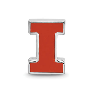 Sterling Silver Rhodium-plated LogoArt University of Illinois Letter I Enameled Logo Bead