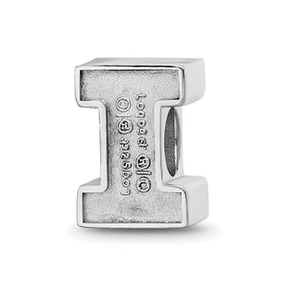 Sterling Silver Rhodium-plated LogoArt University of Illinois Letter I Enameled Logo Bead