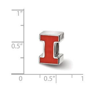 Sterling Silver Rhodium-plated LogoArt University of Illinois Letter I Enameled Logo Bead