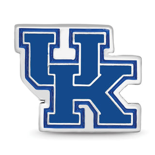 Sterling Silver Rhodium-plated LogoArt University of Kentucky U-K Enameled Logo Bead