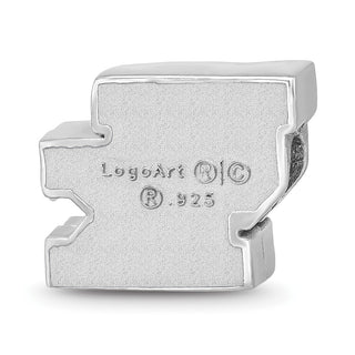 Sterling Silver Rhodium-plated LogoArt University of Kentucky U-K Enameled Logo Bead