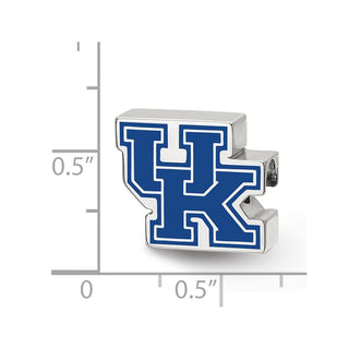 Sterling Silver Rhodium-plated LogoArt University of Kentucky U-K Enameled Logo Bead