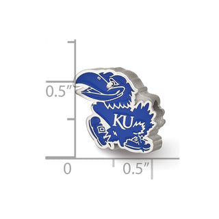 Sterling Silver Rhodium-plated LogoArt The University of Kansas Jayhawk Enameled Logo Bead
