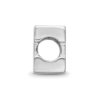 Sterling Silver Rhodium-plated LogoArt University of Michigan Letter M Blue Enameled 1-sided Bead