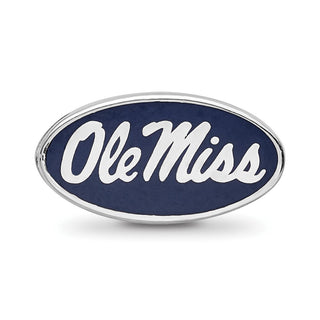 Sterling Silver Rhodium-plated LogoArt University of Mississippi Ole Miss Oval Enameled Bead