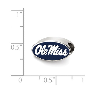 Sterling Silver Rhodium-plated LogoArt University of Mississippi Ole Miss Oval Enameled Bead