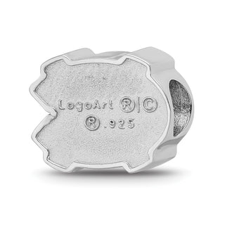 Sterling Silver Rhodium-plated LogoArt University of North Carolina N-C 1-sided Enameled Bead