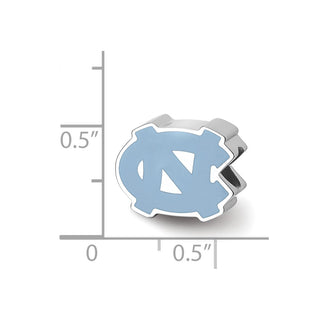 Sterling Silver Rhodium-plated LogoArt University of North Carolina N-C 1-sided Enameled Bead