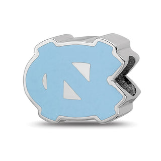 Sterling Silver Rhodium-plated LogoArt University of North Carolina N-C 1-sided Enameled Bead