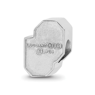 Sterling Silver Rhodium-plated LogoArt University of Oklahoma O-U 1-sided Enameled Bead