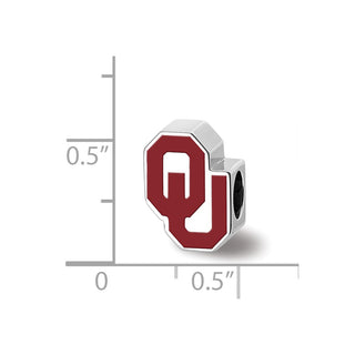Sterling Silver Rhodium-plated LogoArt University of Oklahoma O-U 1-sided Enameled Bead