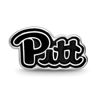 Sterling Silver Rhodium-plated LogoArt University of Pittsburgh Pitt Script Enameled Logo Bead
