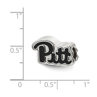 Sterling Silver Rhodium-plated LogoArt University of Pittsburgh Pitt Script Enameled Logo Bead