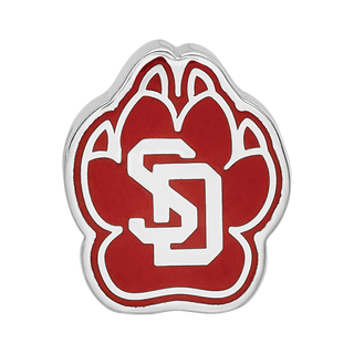 Sterling Silver Rhodium-plated LogoArt University of South Dakota S-D Pawprint Enameled Bead
