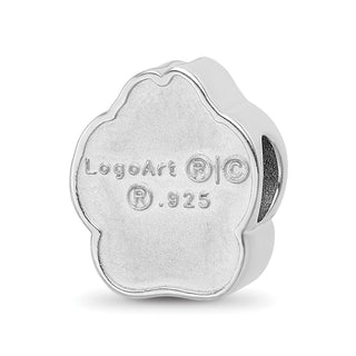 Sterling Silver Rhodium-plated LogoArt University of South Dakota S-D Pawprint Enameled Bead