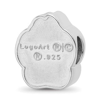 Sterling Silver Rhodium-plated LogoArt University of South Dakota S-D Pawprint Enameled Bead